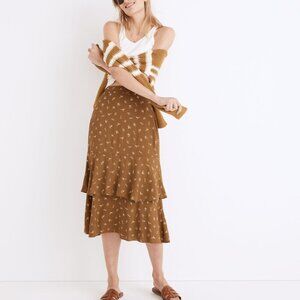 NWT Madewell Ruffle Midi Skirt in Daisy Stitch Colorway